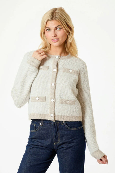 Vivia Knit Cardigan - Beige Melange