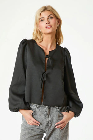 Daliska Dull Satin Blouse - Black