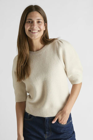 Martha Bow Knit Tee - Ivory