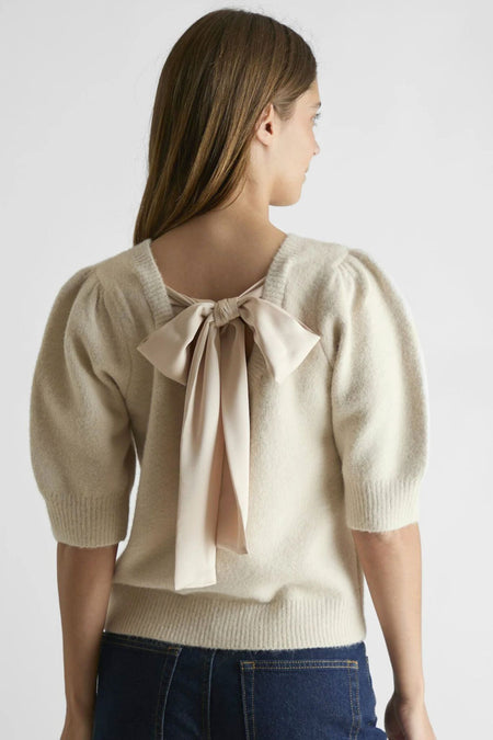 Martha Bow Knit Tee - Ivory